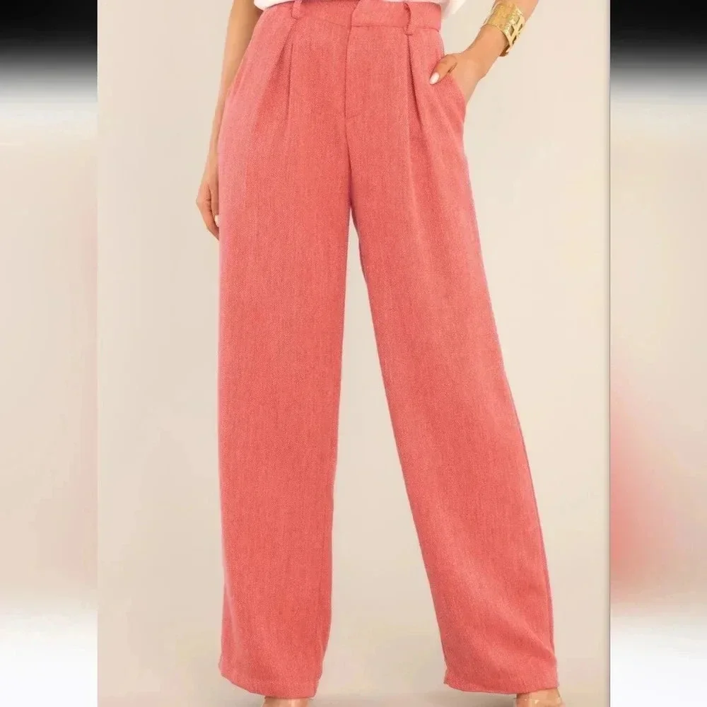 Aura Business Girl Porcelain Rose  Pants SZ M Wide Leg, Career, Preppy